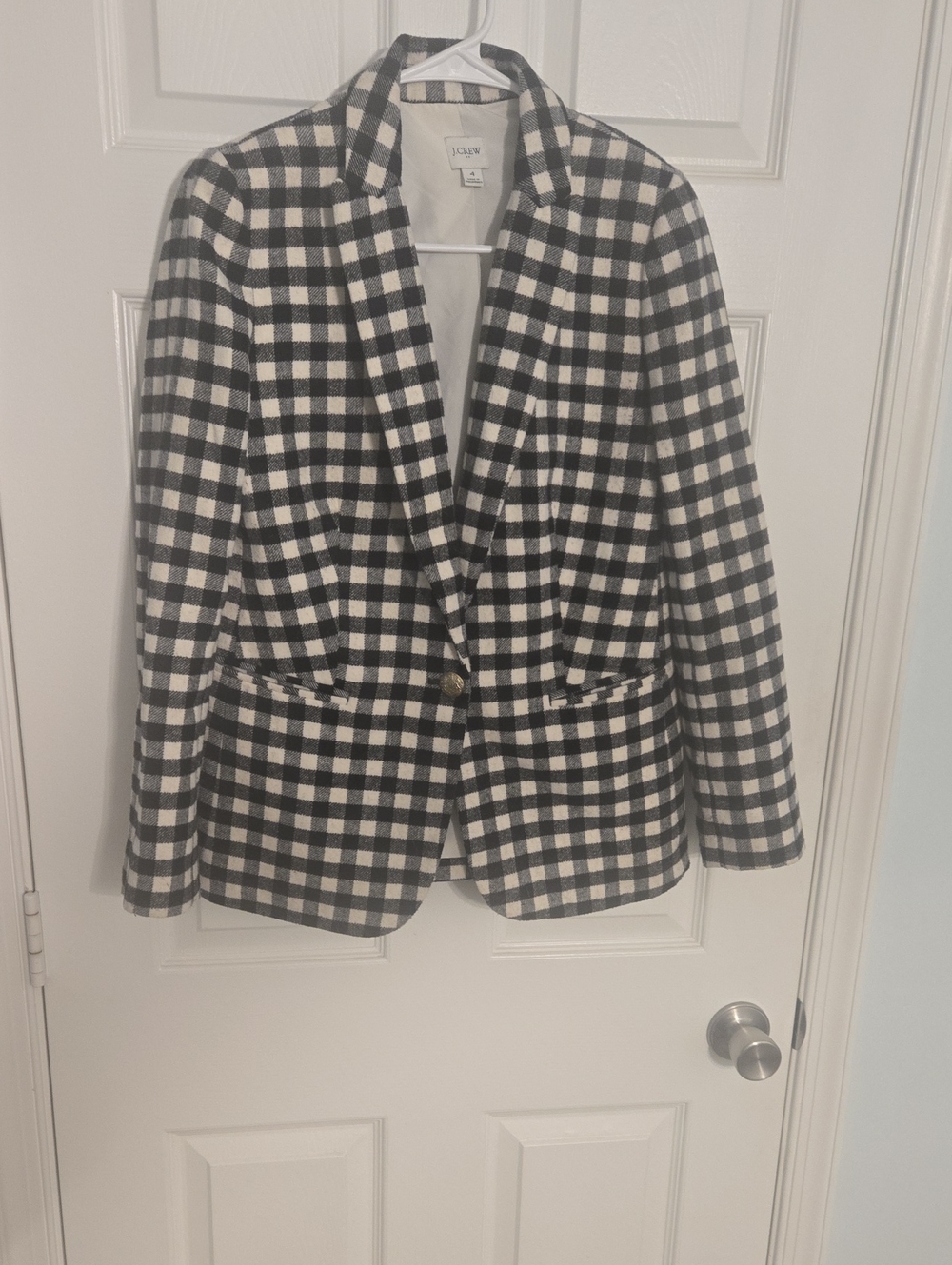 J. Crew Black and White Check Blazer